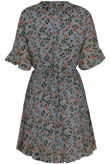 Vintage Floral Ruffle Wrap Look Day Dress In Blue