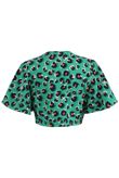 Green Leopard Tie Up Crop Top