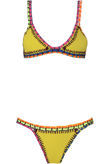 Yellow Contrast Back Hook Up Bikini Set