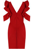 Red Frilled Side Cut Out Bodycon Dress 