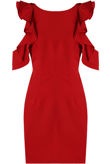 Red Frilled Side Cut Out Bodycon Dress 