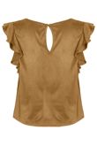 Camel Suede Frilled Sleeve Top