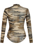 Brown Camouflage Print High Neck Bodysuit
