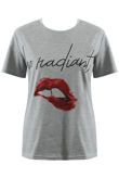 Grey Be Radiant Print Summer  Tee