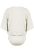 White Butterfly Sleeve Crossover Bodysuit