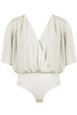 White Butterfly Sleeve Crossover Bodysuit
