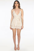 Cream Printed Wrap Over Playsuit