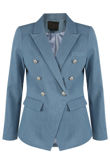 Blue Double Breasted Denim Blazer
