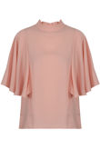 Rose High Neck Blouse With floaty Sleeve
