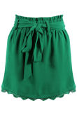 Green Ruched Tie Up Mini Skirt