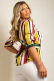 Yellow Stripes Tie Up Belted Top