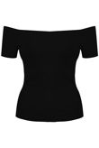 Black Ribbed Bardot Crop Top