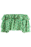 Green Printed Flowing Off The Shoulder Top