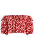 Red Printed Flowing Off The Shoulder Top