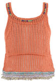 Orange Cable Knit Pom Pom Boho Top