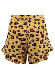 Yellow Leopard Frill Hem Shorts