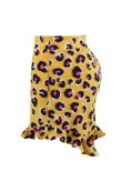Yellow Leopard Frill Hem Shorts