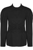 Black Ruched Waist Fitted Shirt