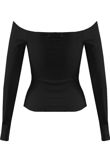Black Ribbed Bardot Tops