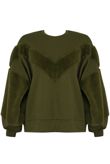 Khaki Sweatshirt With Faux Fur Detail