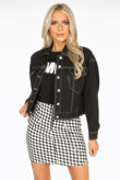 Black Button Through Cropped Denim Jacket
