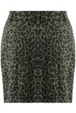 Green Leopard Denim Mini Skirt