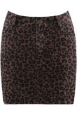 Plum Leopard Denim Mini Skirt