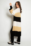 Beige Block Stripe Cardigan
