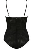 Round Grid Lace Bodysuits black