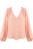 Rose V Neck Button Up Blouse