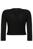 Black Lace Cropped Sleeved Gold Stud Trim