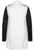 White with Black Sequin Sleeve Military Jacket