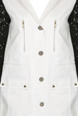 White with Black Sequin Sleeve Military Jacket