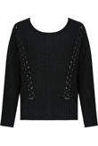 Black PU Lace Chunky Knit Jumper