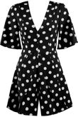 Black Tailored Polka Dot Playsuit