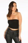 Black Ribbed Bandeau Tube Top
