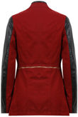 Round Zip Detail Contrast PVC Sleeve Jacket
