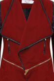 Round Zip Detail Contrast PVC Sleeve Jacket