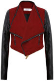 Round Zip Detail Contrast PVC Sleeve Jacket