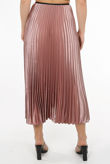 Rose and Green Satin Pleated Midi Skirt