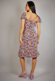 Black Printed Milkmaid Midi Dress