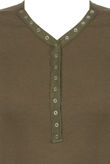 Khaki Push Up Button Trim Bodysuit