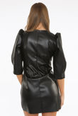 Black Faux Leather Midi Dress