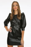 Black Faux Leather Midi Dress