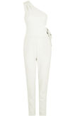 White Side Tie Up One Shoulder Jumpsuit