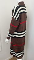 Brown Long Knitted Kaftan with Stripes
