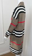 Taupe Long Knitted Kaftan with Stripes