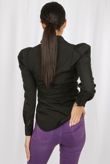 Black Ruched Waist Fitted Shirt