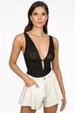 Black Animal Print Plunge Bodysuit
