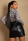 Black Wavy Long Sleeve Sheer Bodysuit